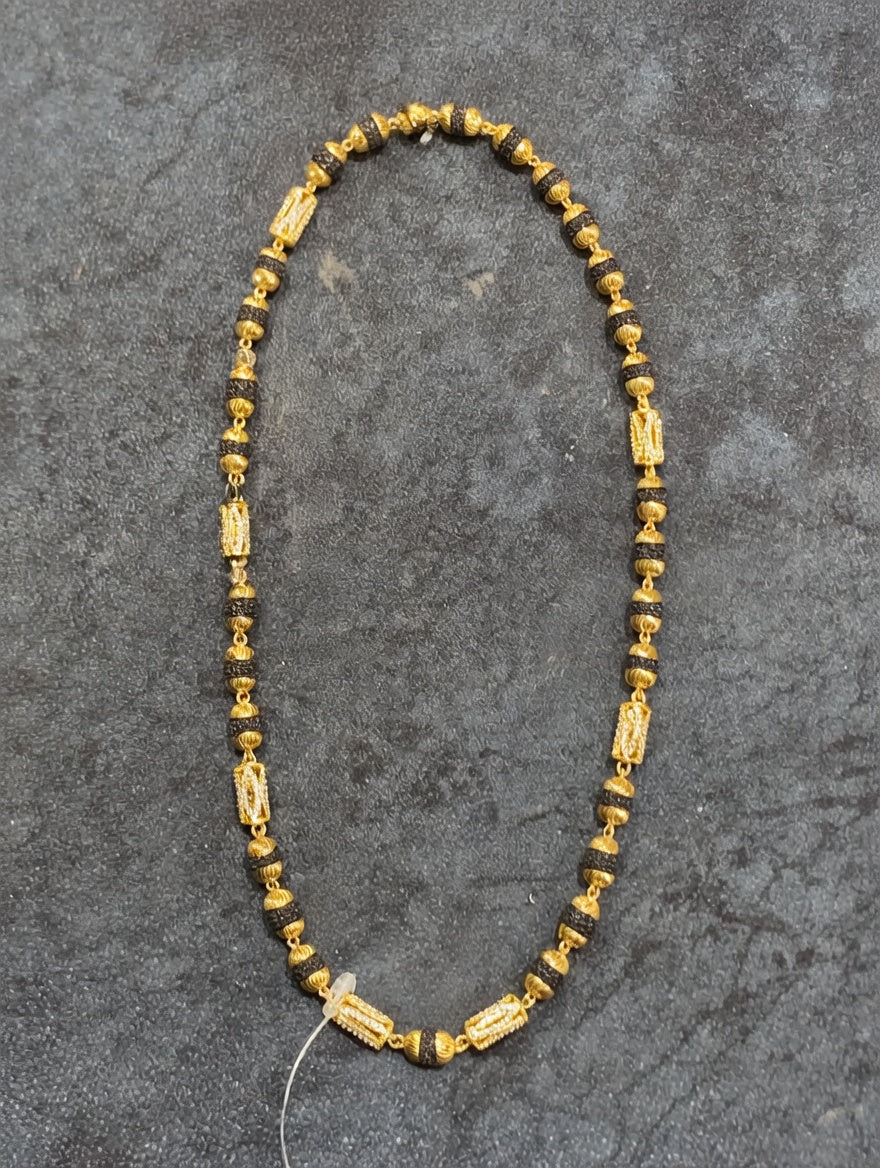 Celestial Rudraksha Mala with Gold-Plated Beads