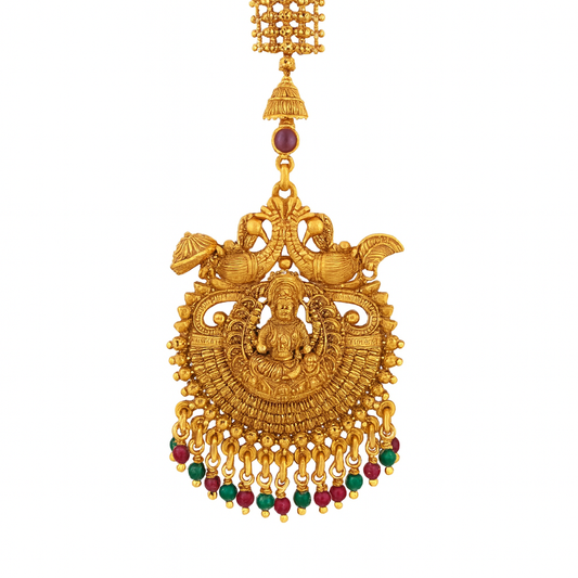 Artificial Gold Temple Jewellery Rani Haar with Jhumka Set