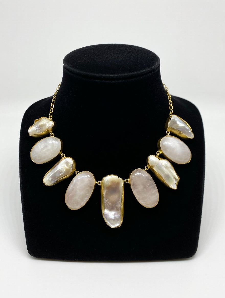 Blush Elegance Semi-Precious Stone Statement Necklace