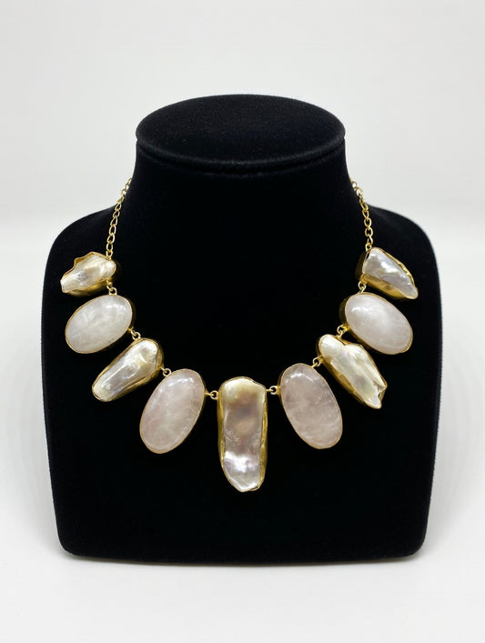Blush Elegance Semi-Precious Stone Statement Necklace