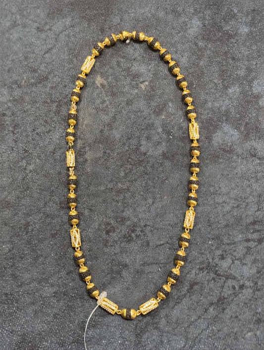 Celestial Rudraksha Mala with Gold-Plated Beads