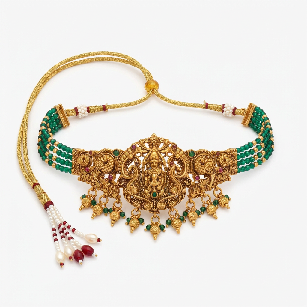 Regal Goddess Temple Choker With Earings