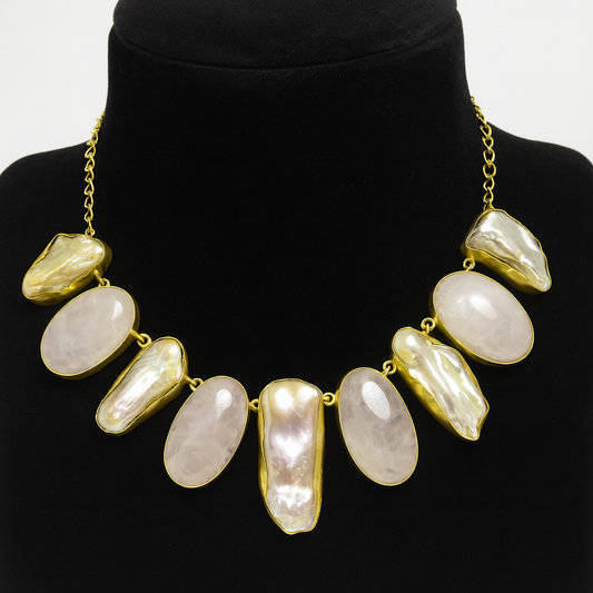Blush Elegance Semi-Precious Stone Statement Necklace